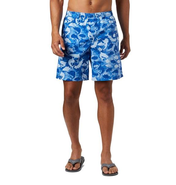 Columbia PFG Super Backcast Shorts Blue White For Men's NZ38562 New Zealand